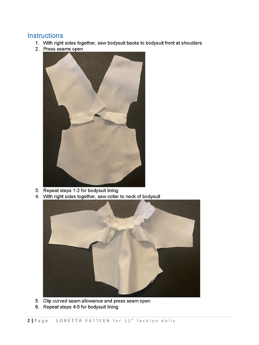 Loretta sewing pattern for 12" fashion dolls product image (3)