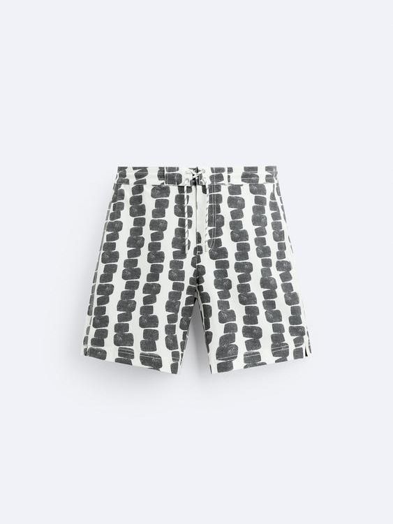 LONG ABSTRACT PRINT SWIMMING TRUNKS