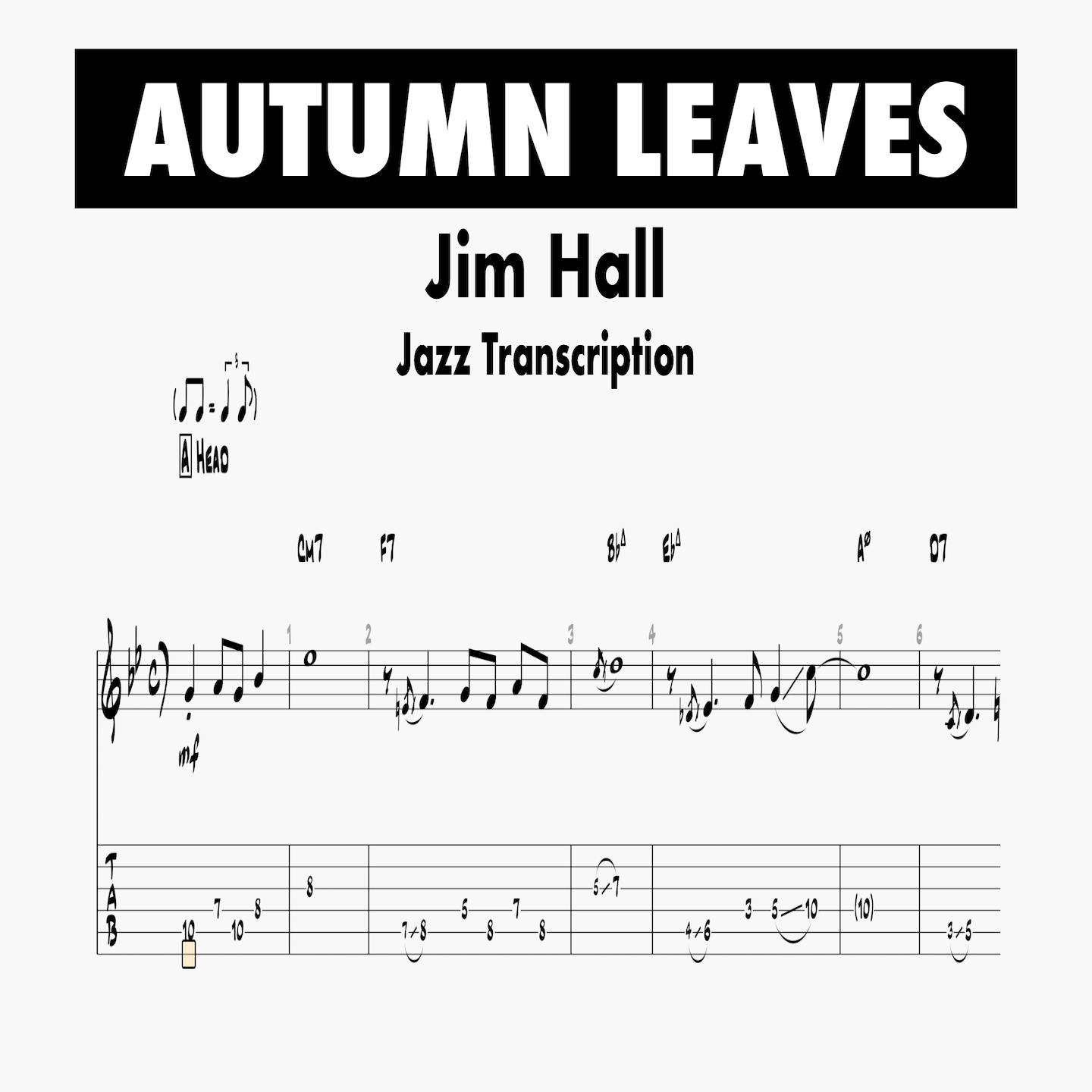 (Transcription PDF) Autumn Leaves - Jim Hall 1972, Alone Together product image (1)