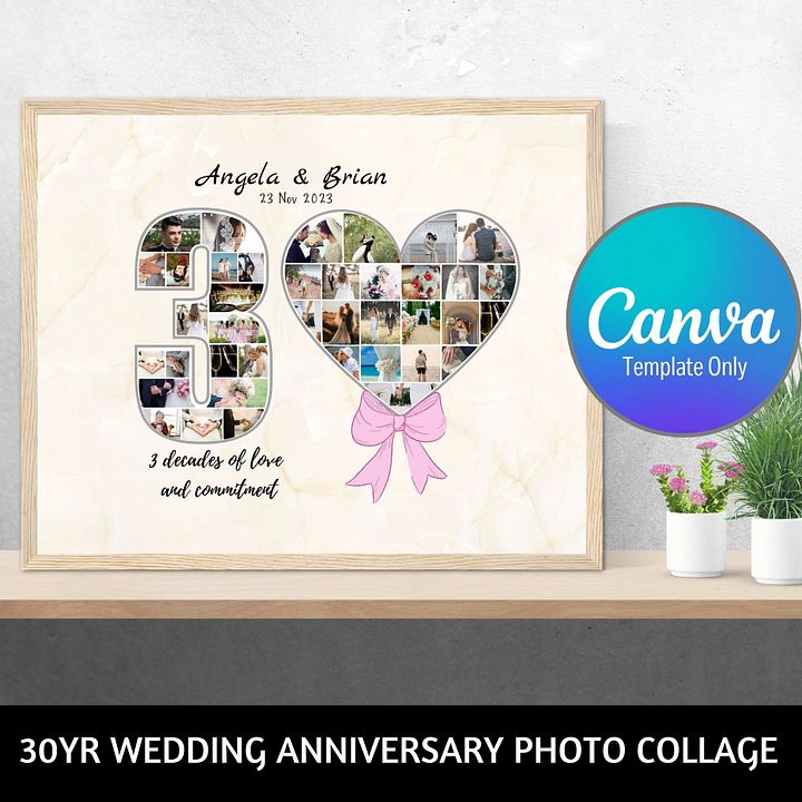 30 Year Wedding Anniversary Photo Collage Canva Template product image (1)