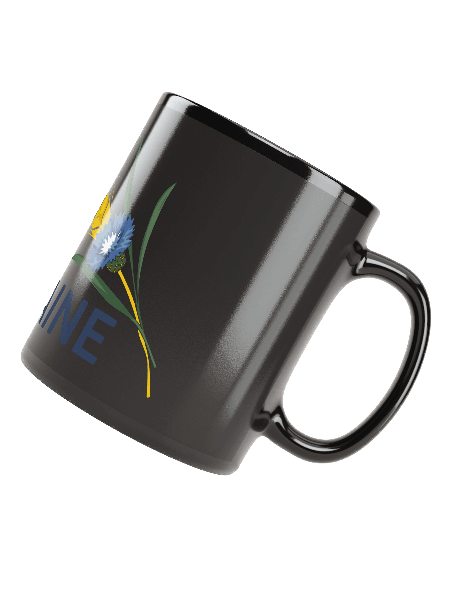 Ukraine Wheat Cornflower Agricultural Heritage Ukrainian Symbol | Black Glossy Mug product image (4)