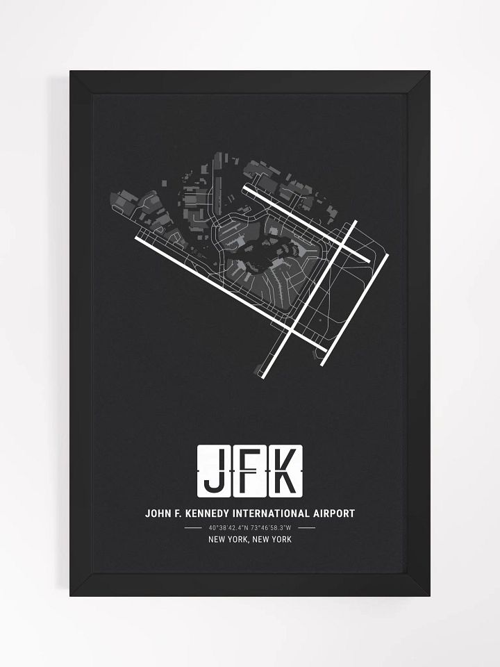 Framed Airport JFK Premium Map On Matt Paper product image (1)