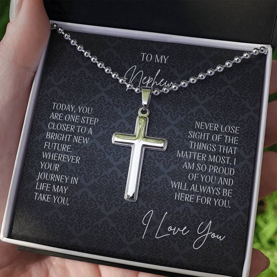 Nephew Graduation Cross Necklace - I'm So Proud Of You product image (3)