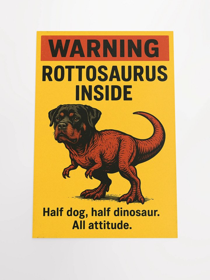 WARNING: Rottosaurus Inside. Half dog, half dinosaur. All attitude. product image (1)