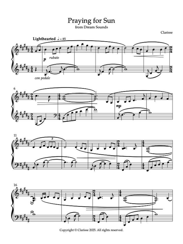 Praying for Sun - Sheet Music product image (1)