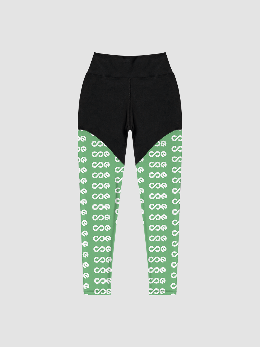 COE Premium Sports Leggings Black & Green - White Logo product image (1)