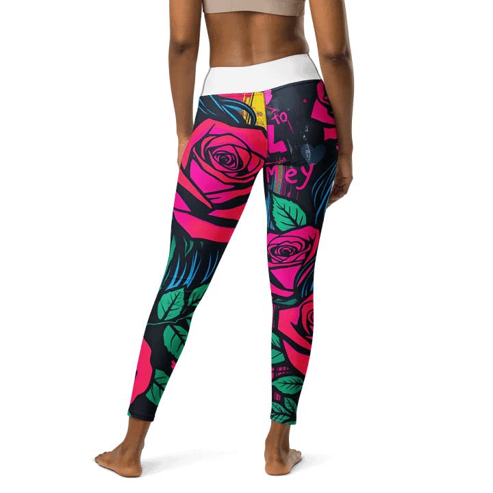 Neon Rose Street Art Yoga Leggings product image (2)