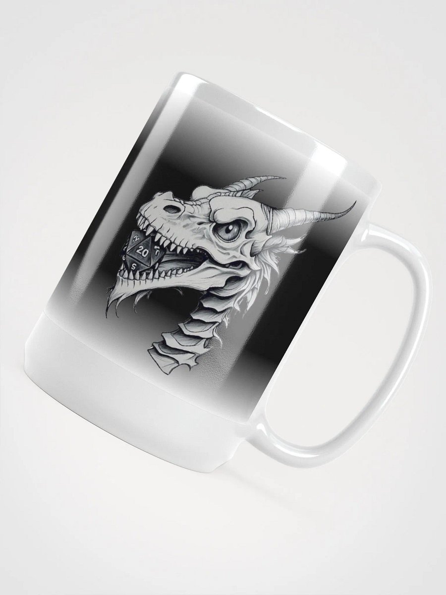 D20 Dragon Skull Monochromatic Black & White 15 0z. mug product image (6)