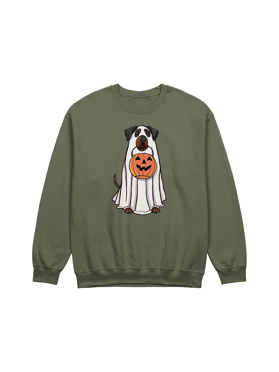 Funny Halloween Rhodesian Ridgeback(Black & Tan) Sweatshirt | Funny Dog Wearing a Ghost Costume and Holding a Pumpkin Basket product image (13)