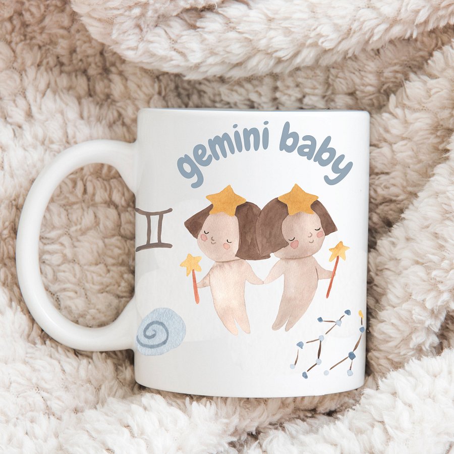 Gemini Baby May 21- June 21 WHITE GLOSSY MUG Baby Gift, New Baby Gift, Fun Astrology Gift product image (1)