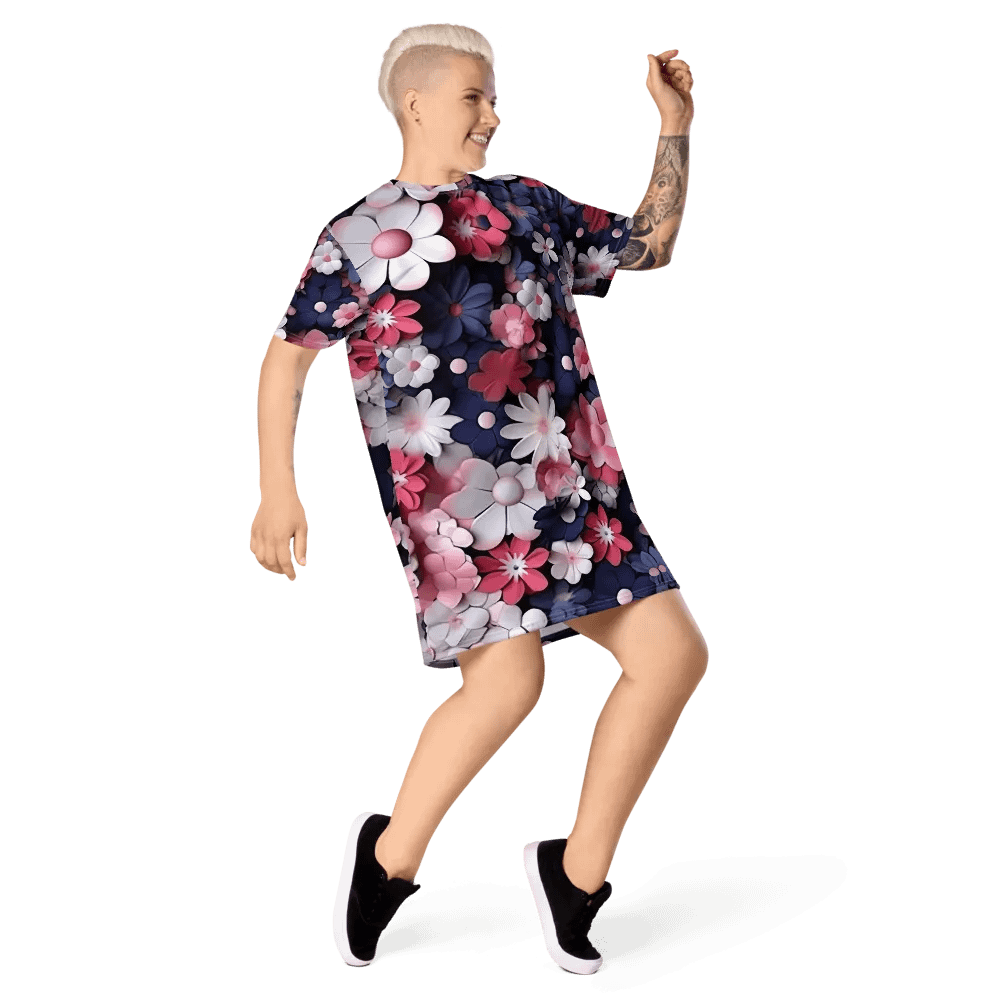 3D-Ditsy-Flowers-Seamless-Patterns T-shirt Dress - V8 product image (5)