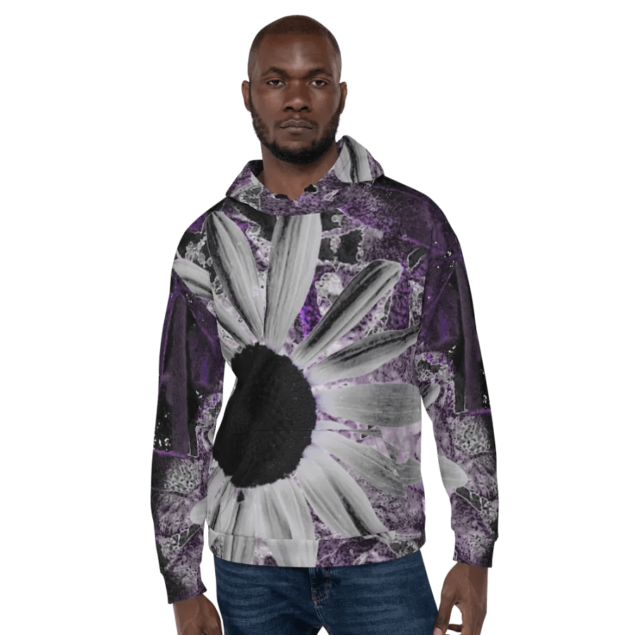 Abstract Dark Daisy Flower Unisex Pull Over Hoodie product image (8)