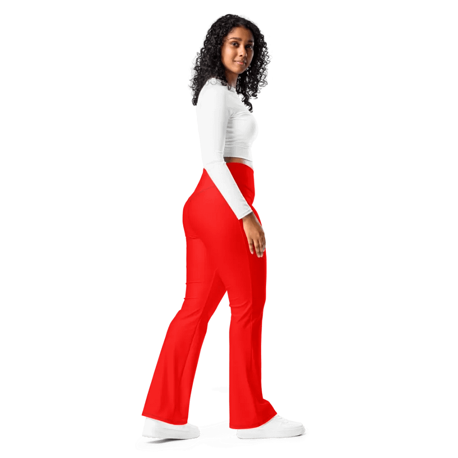 Plain Color Red Flare Leggings product image (4)