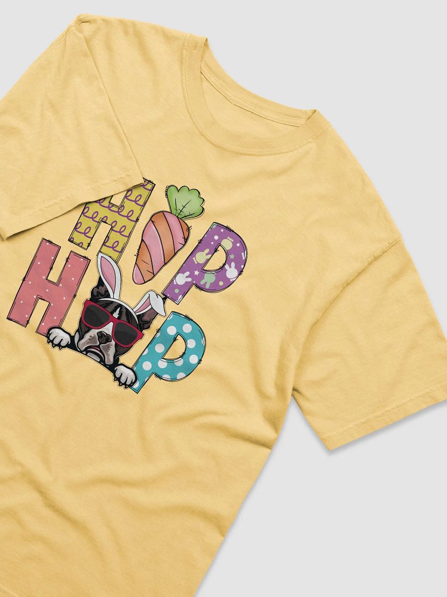 Hip Hop Easter Boston Terrier T-Shirt | Cute Easter Day Boston Wearing Bunny Ears and Sunglasses T-Shirt product image (3)