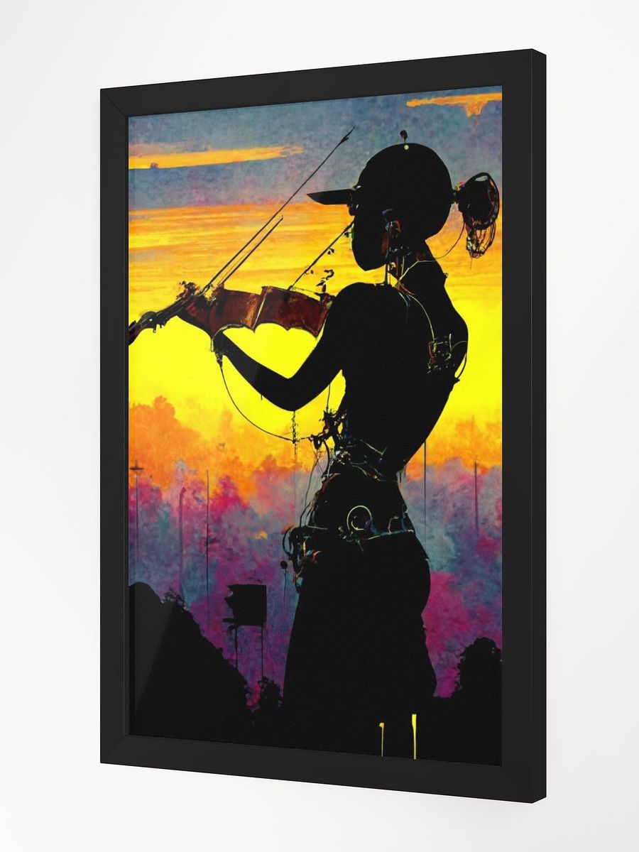 Serenading Sunset: Enchanting Poster of a Woman's Silhouette Playing the Violin product image (2)
