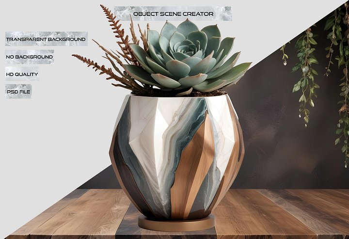 Earthly Symphony – Sculpted Succulent Vase PNG product image (2)