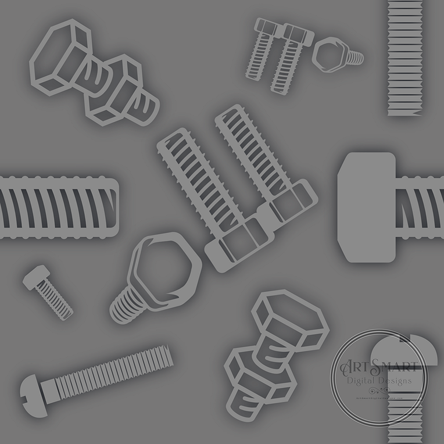 Seamless Pattern - Nuts and Bolts in Shades of Gray product image (1)