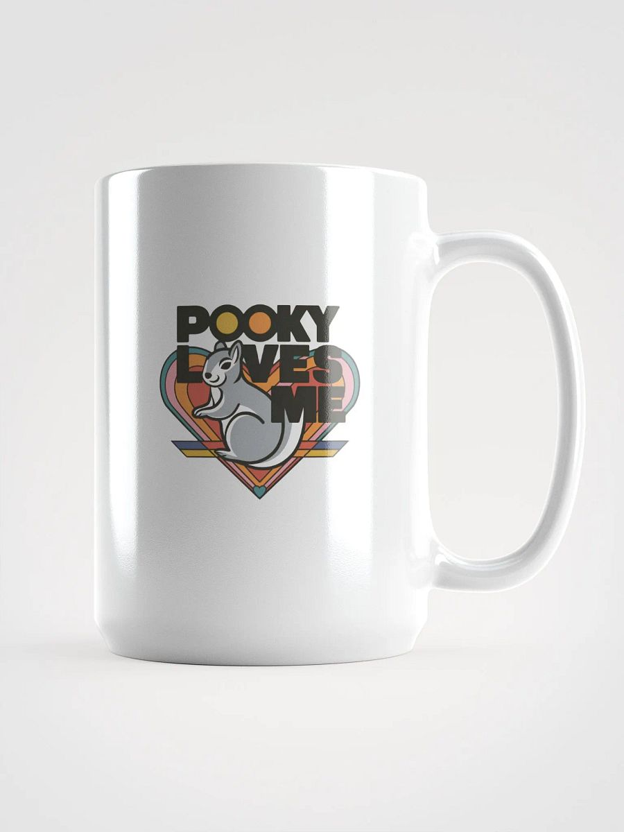 Large Mug: Pooky Loves Me, Retro Rainbow Heart and Grey Squirrel product image (1)