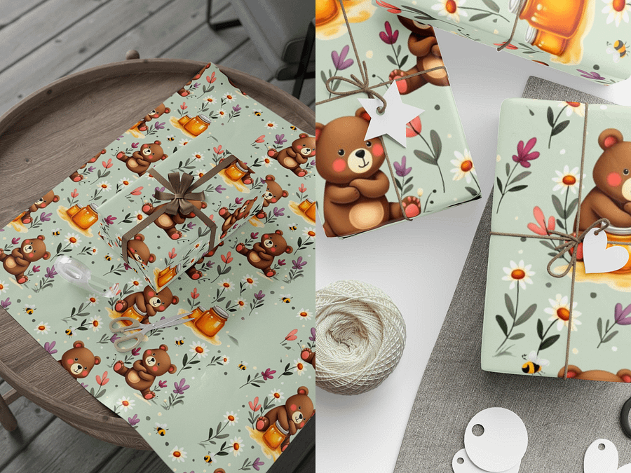 Bear Hug Honey Seamless pattern Digital Paper product image (2)