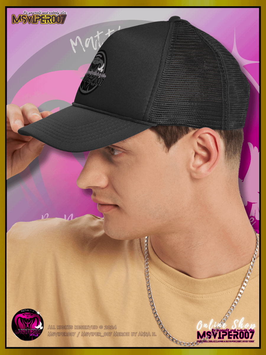 Trucker Hat - "MsViper_007™ Brand Classic [gray/blk emblem] Support&Sport" Foam Trucker Hat by Anna H. product image (5)