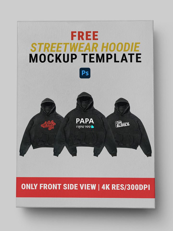 FREE Streetwear Hoodie Mockup Template product image (1)