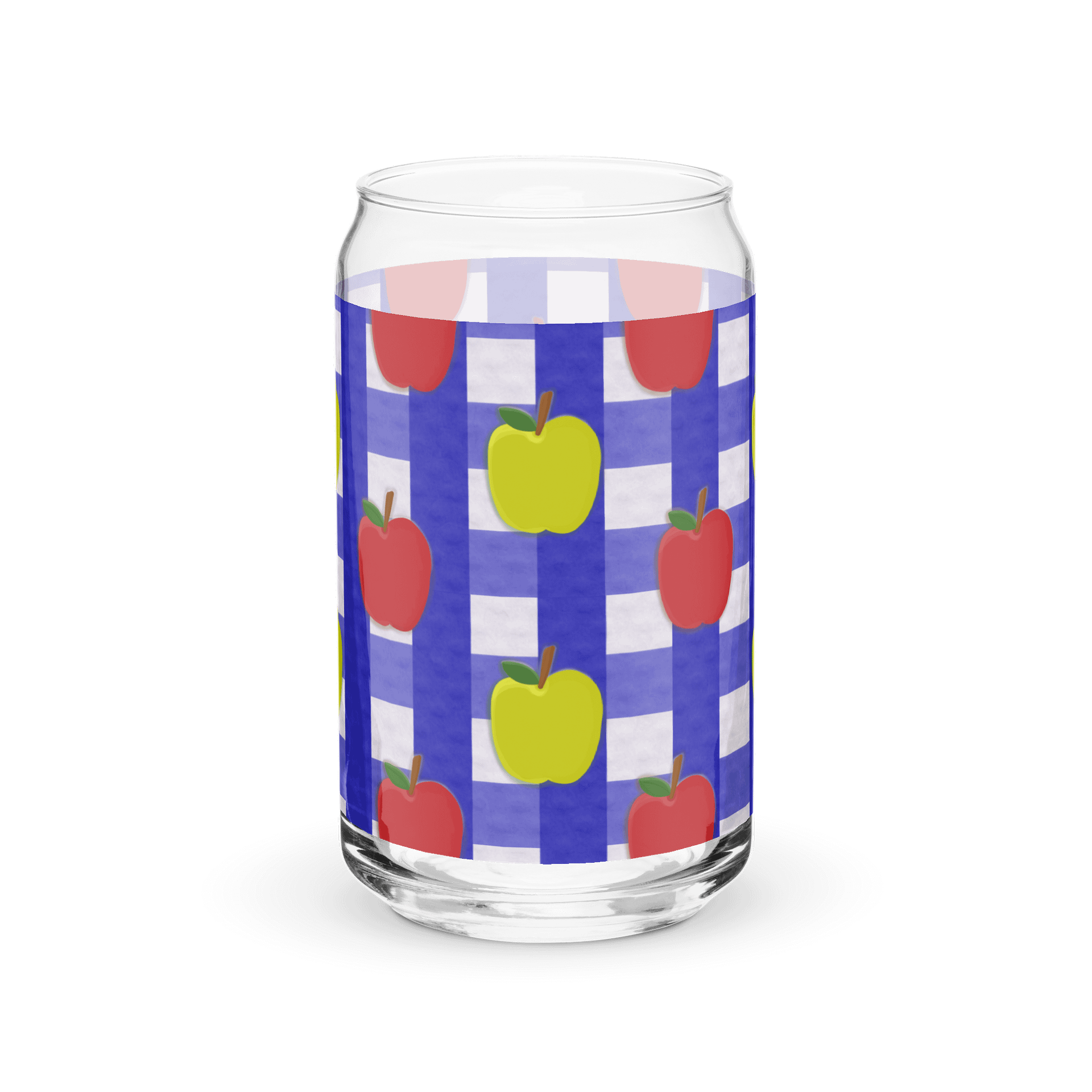 Apple Gingham- Blue Background Glass Tumbler product image (3)