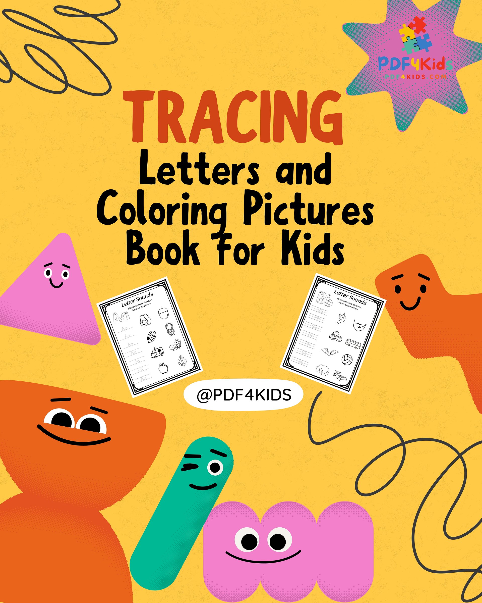 Tracing Letters and Coloring Pictures Book for Kids 27 Pages product image (1)