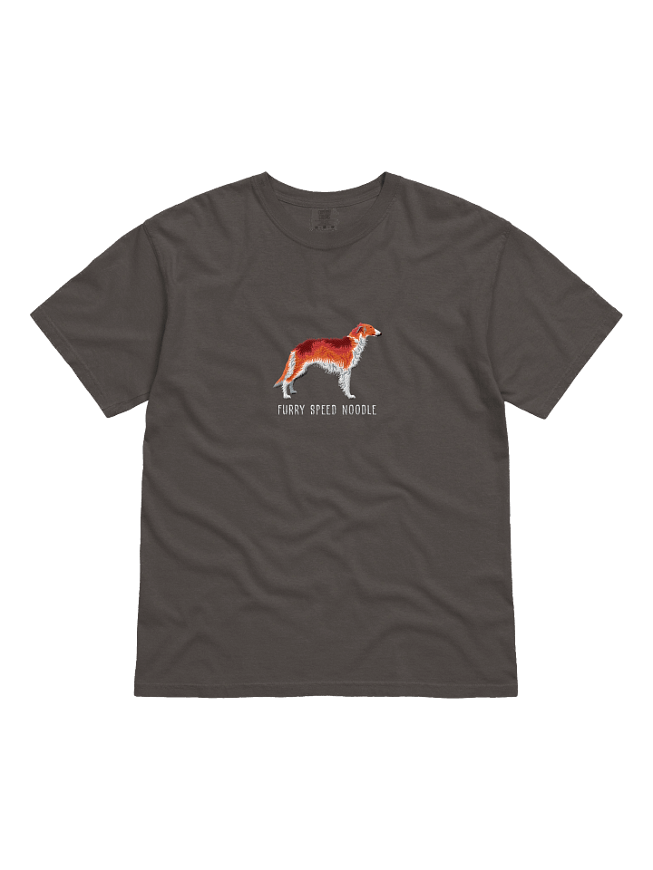 Furry Speed Noodle T-Shirt(Embroidered) of a Borzoi(Red & White) product image (4)