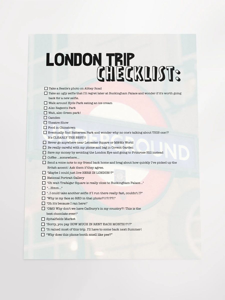 London Checklist Poster product image (4)