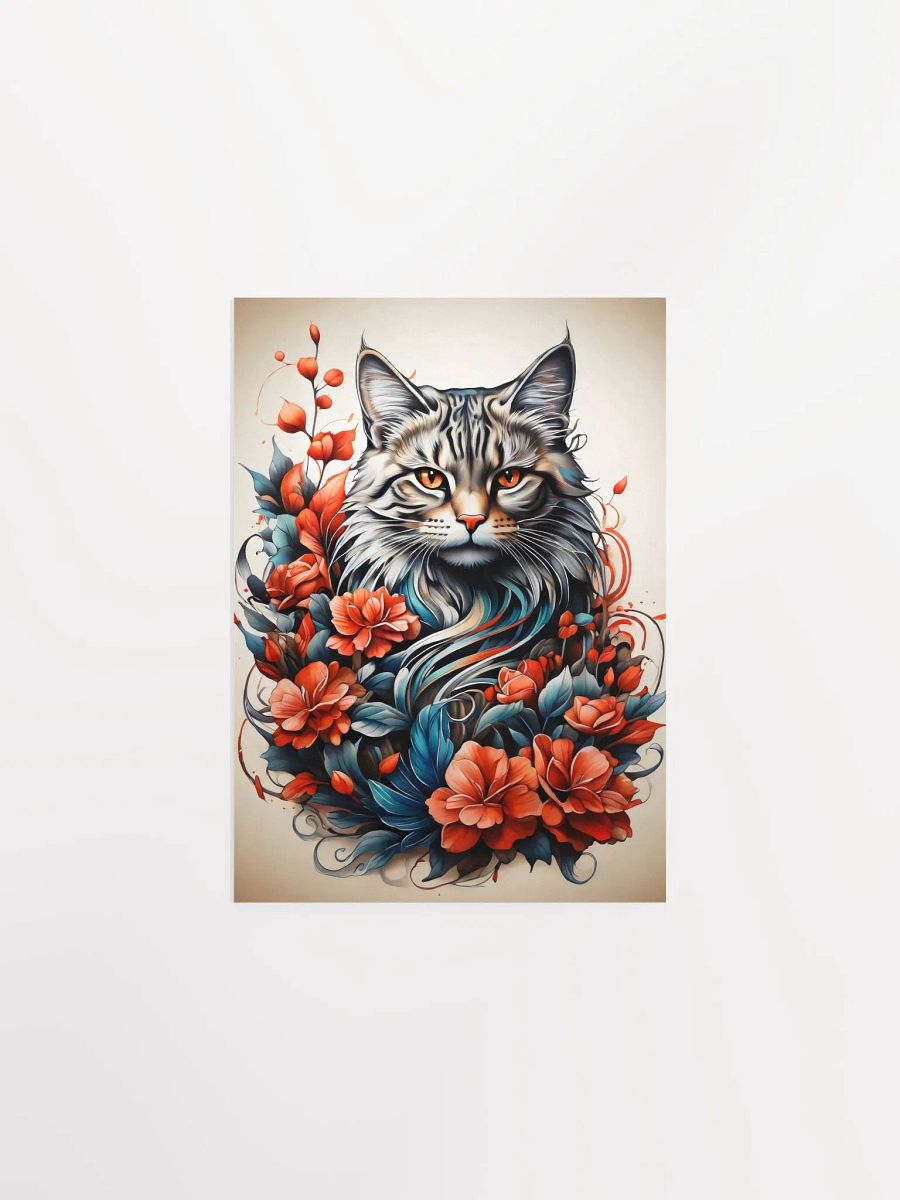 Cat with Fiery Florals Poster product image (3)