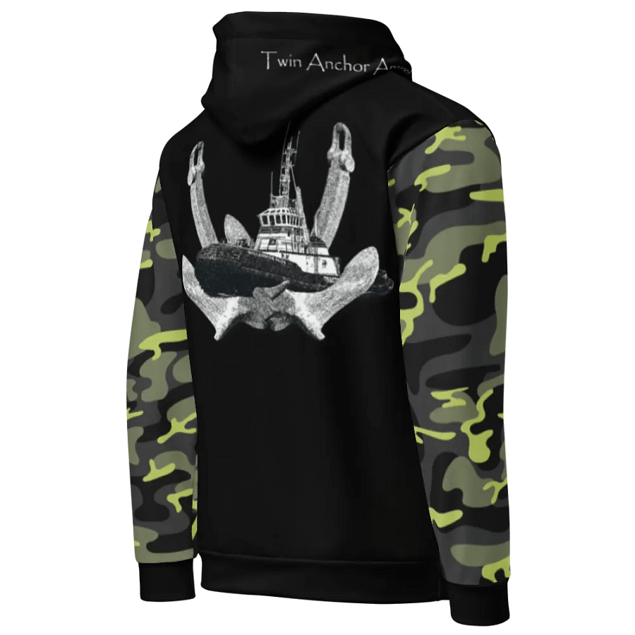 Camouflage & Black Twin Anchor Marco tug Hoodie product image (8)