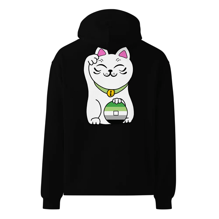 Maneki neko aromantic pride hoodie product image (6)