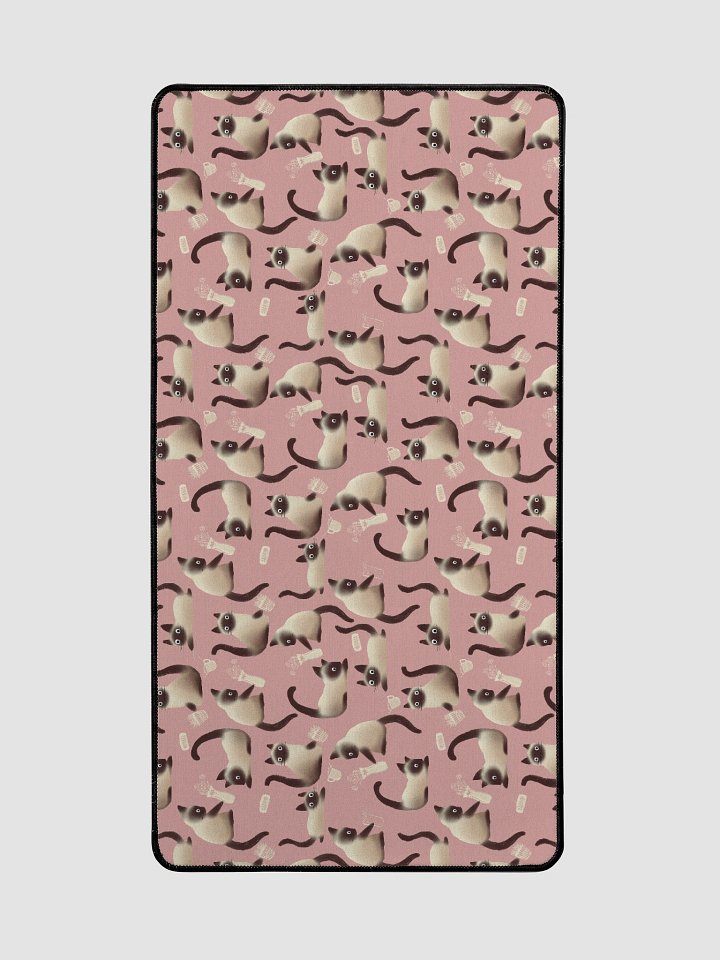 Bad Siamese Cats Knocking Stuff Over Patterned Desk Mat, Pink product image (2)
