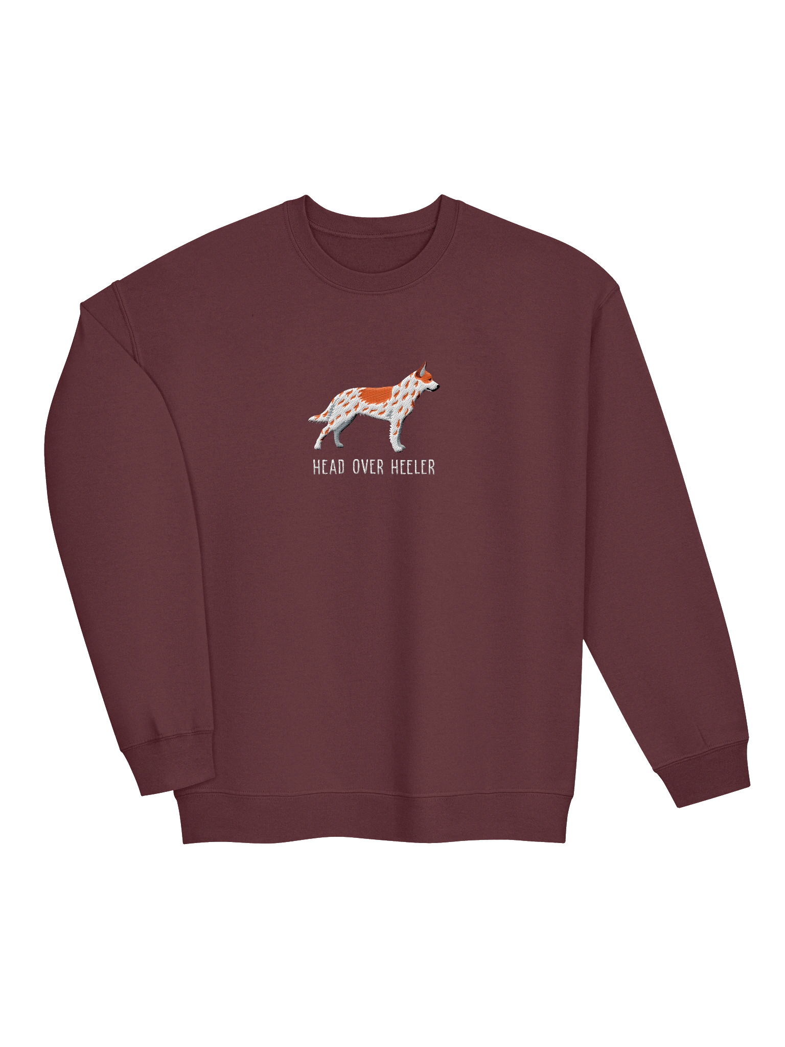 Head Over Heeler Sweatshirt (Embroidered) of an Australian Cattle Dog(Red Heeler) product image (7)