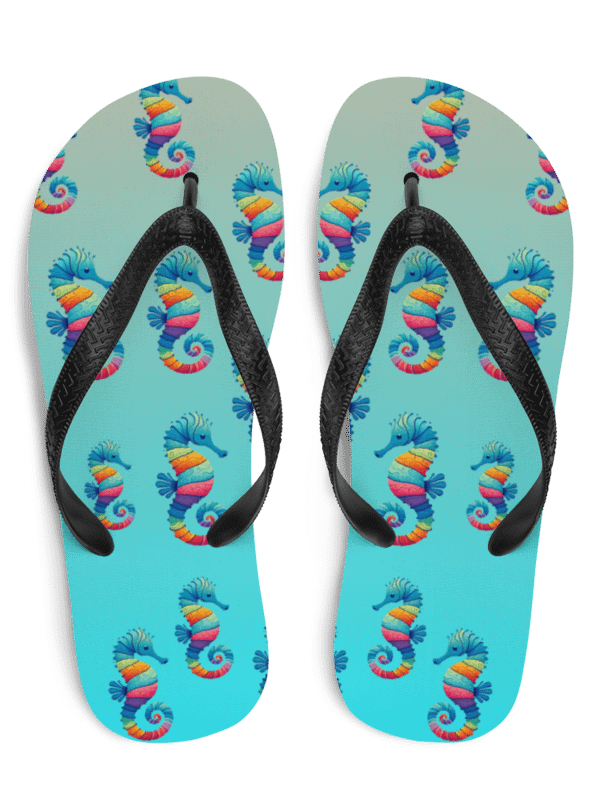 Rainbow Seahorse Flip Flops product image (1)