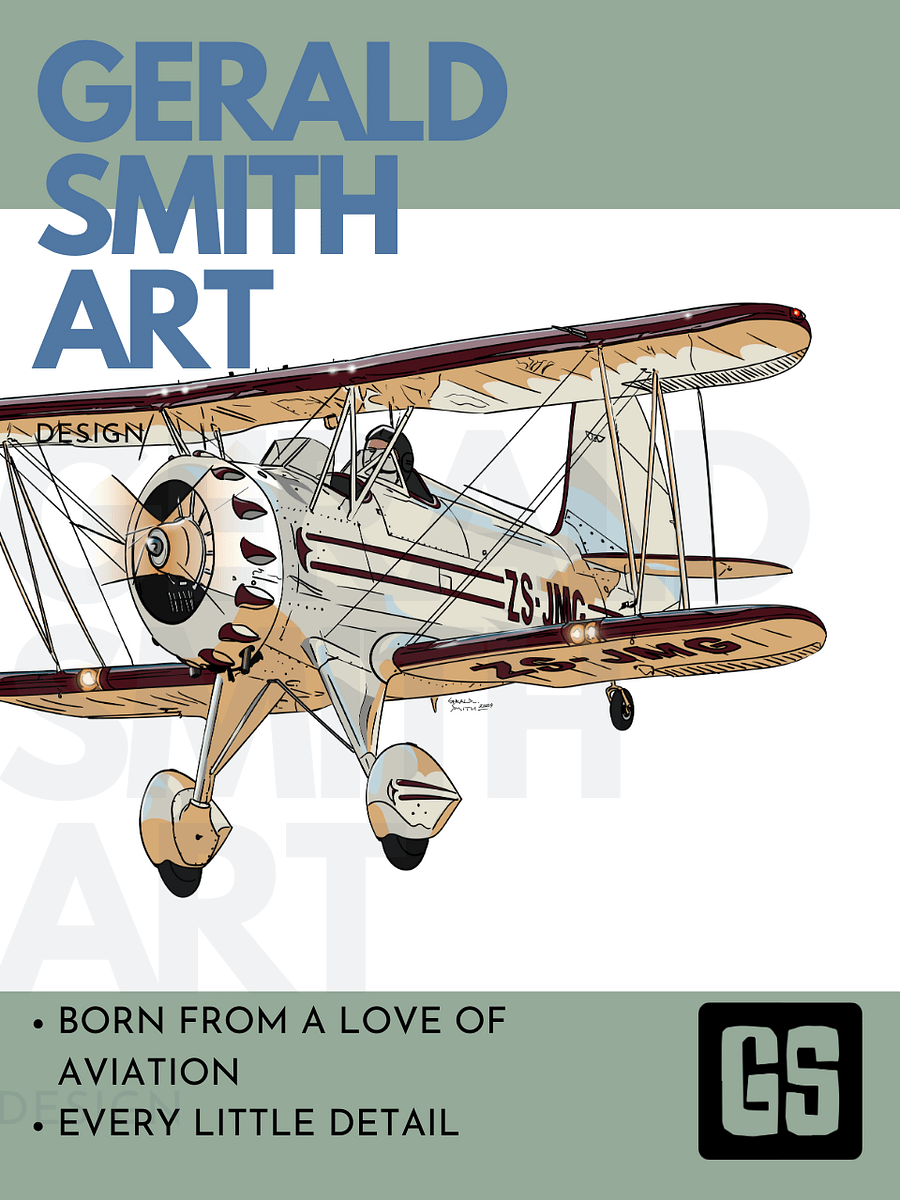Waco Classic YMF-5 ZS-JMG Digital Printable Aviation Art Illustration Perfect Gift for Pilots & Enthusiasts product image (3)
