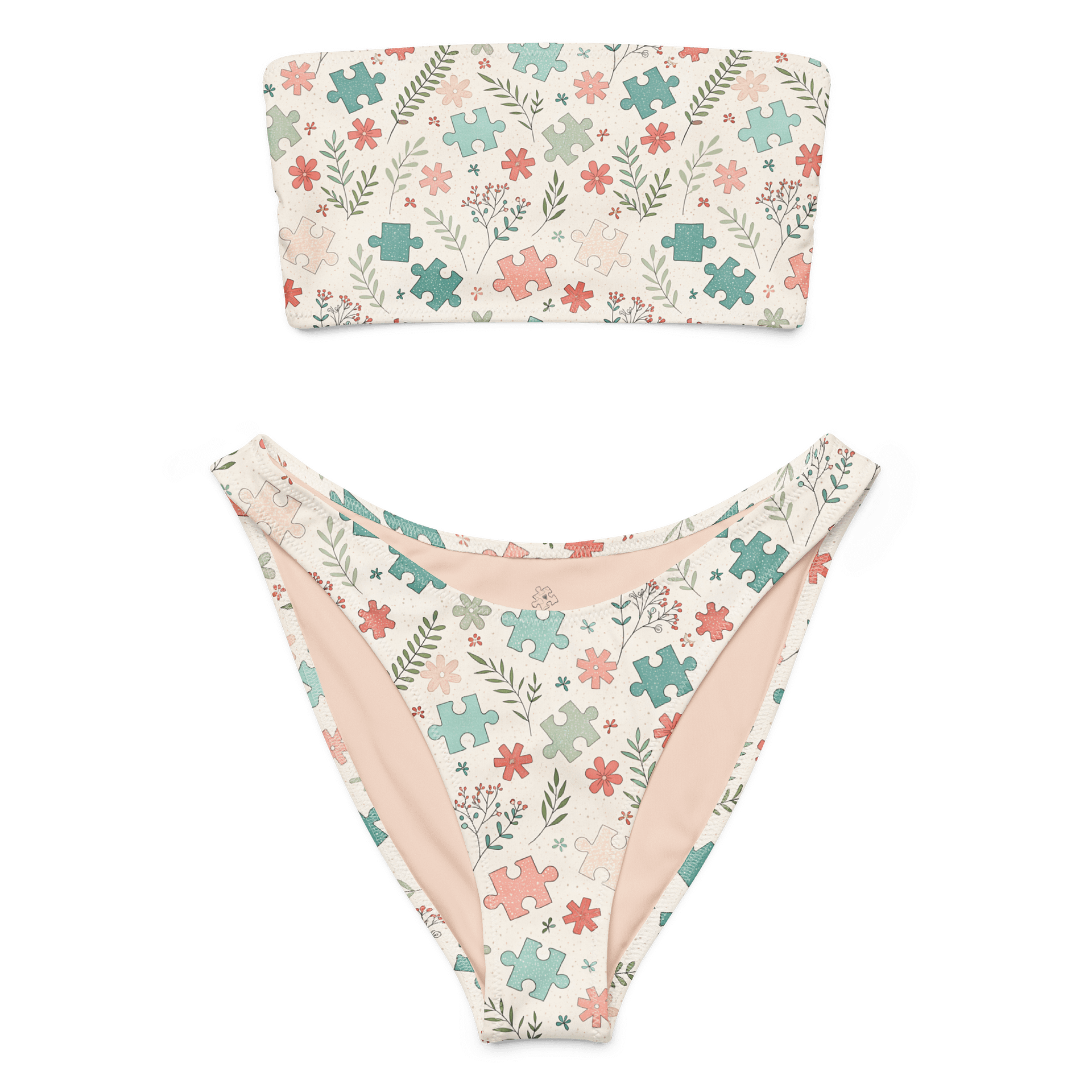Pastel Floral Puzzle Eco Friendly Bandeau Bikini Set product image (1)