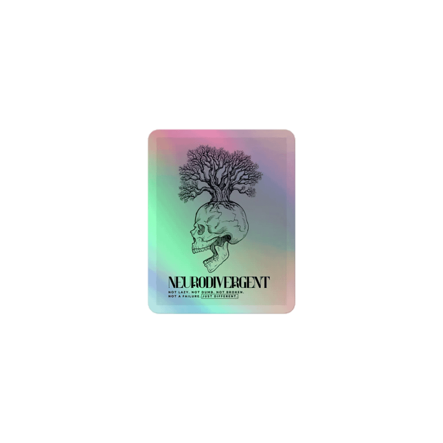 NEURODIVERGENT SKULL holographic sticker product image (1)