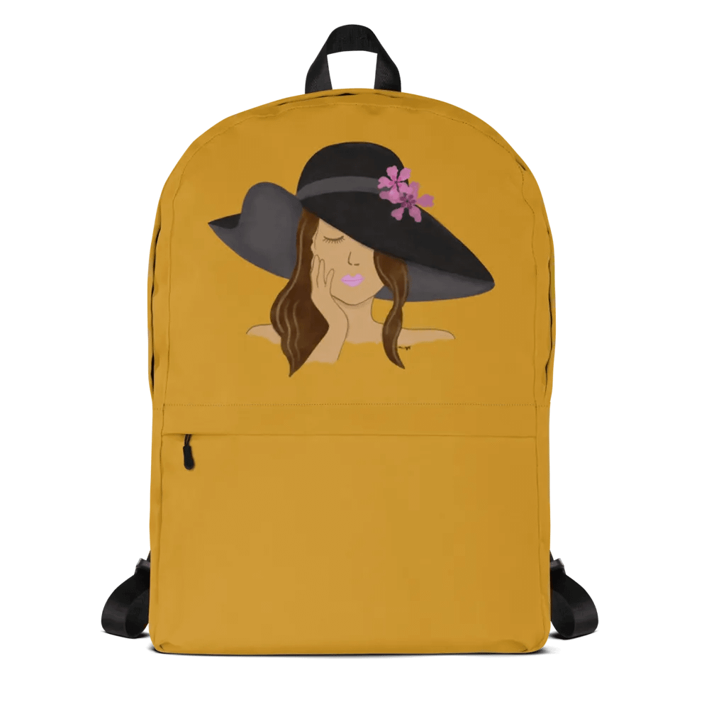 Girl with Hat Yellow-Brown Backpack product image (1)