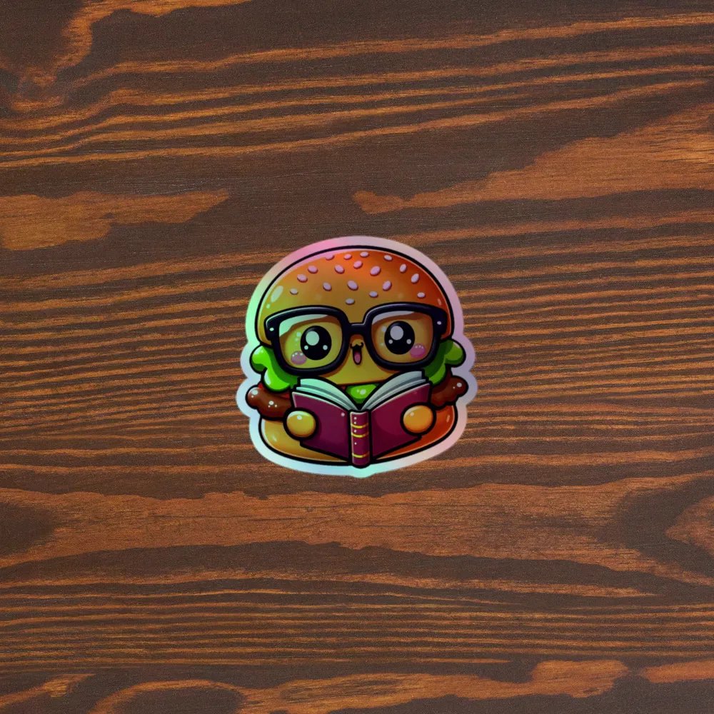 Whimsical Burger Reading Book Holographic Sticker Sheet product image (5)