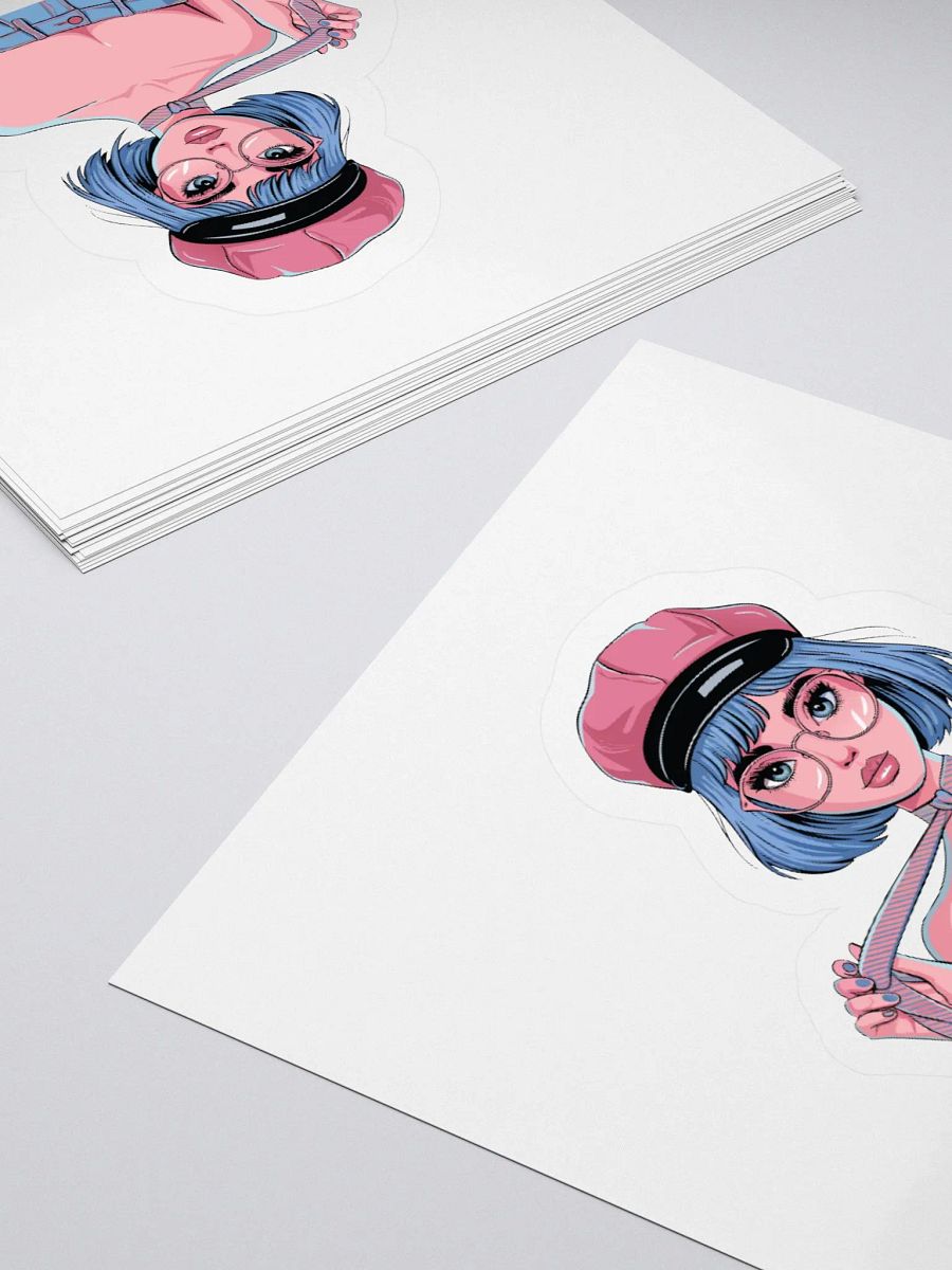 Chic Blue-Haired Fashionista Sticker Set product image (16)