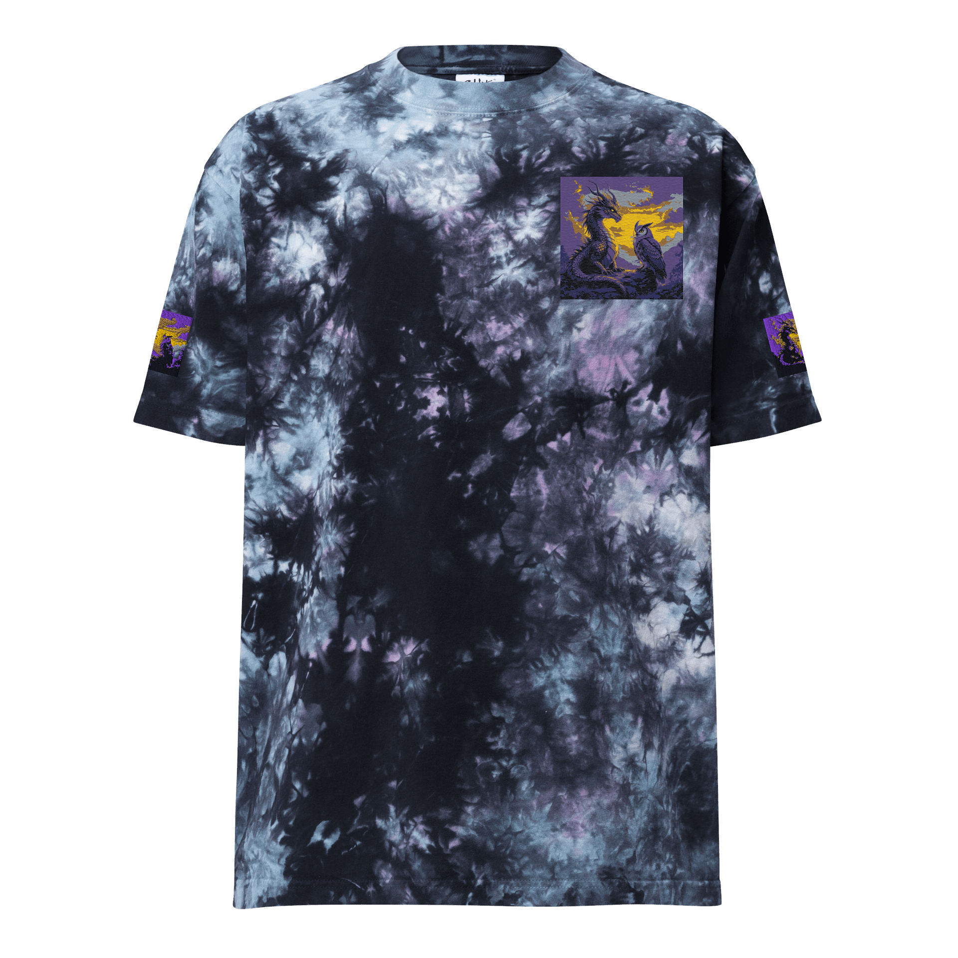 Mystical Dragon and Owl Oversized Tie-Dye T-Shirt product image (1)