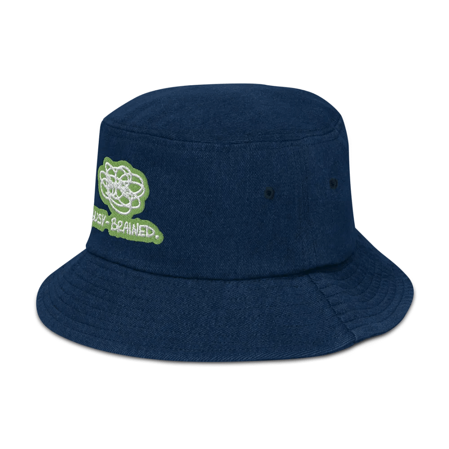 BUSY-BRAINED (light green bubble design 2) denim bucket hat product image (4)