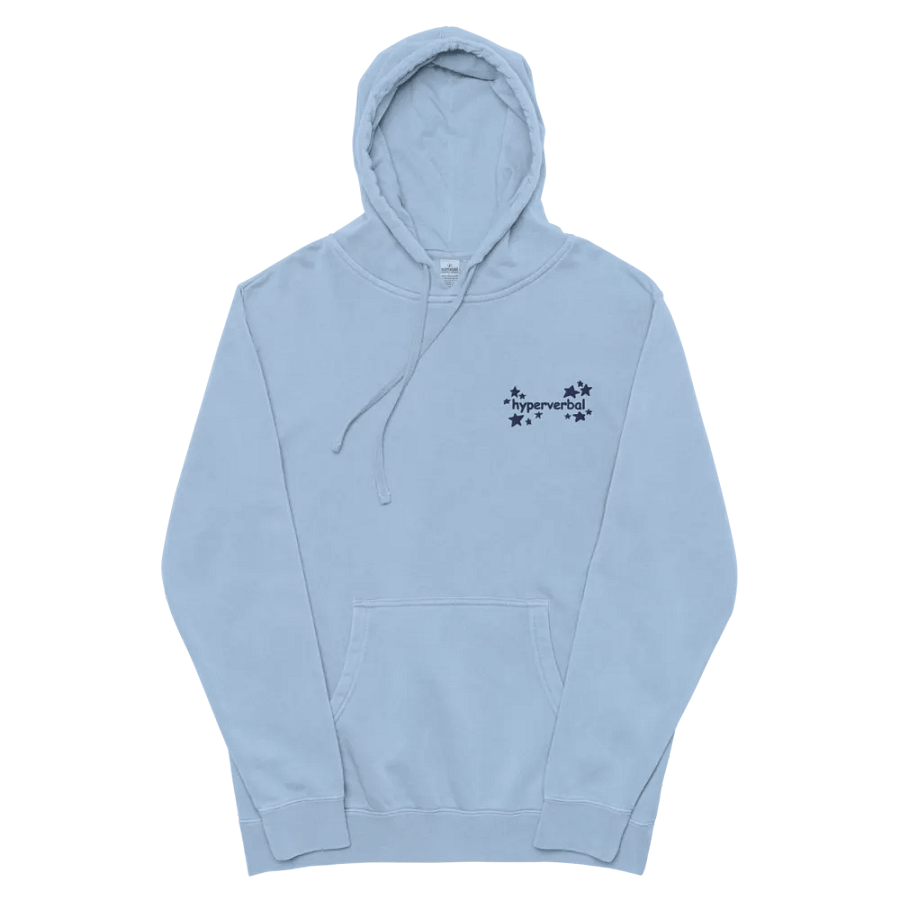 hyperverbal (L.C. navy comic sans with stars) embroidered pigment hoodie product image (9)