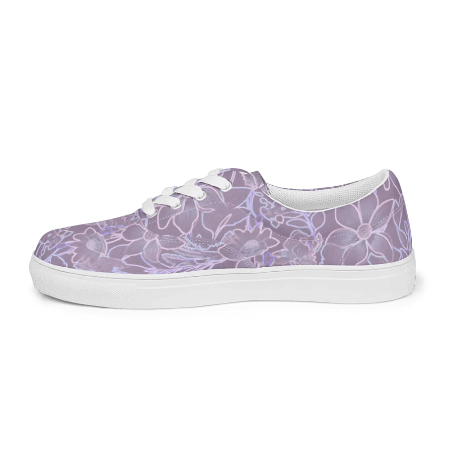 Line art Lilac and Pink Floral/Women's Lace-Up Canvas Shoes by Allcolor product image (3)