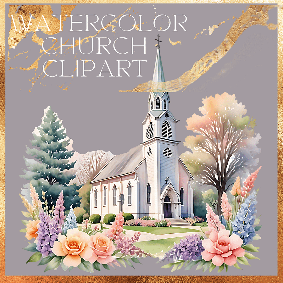 Watercolor Church Clipart Bundle product image (4)