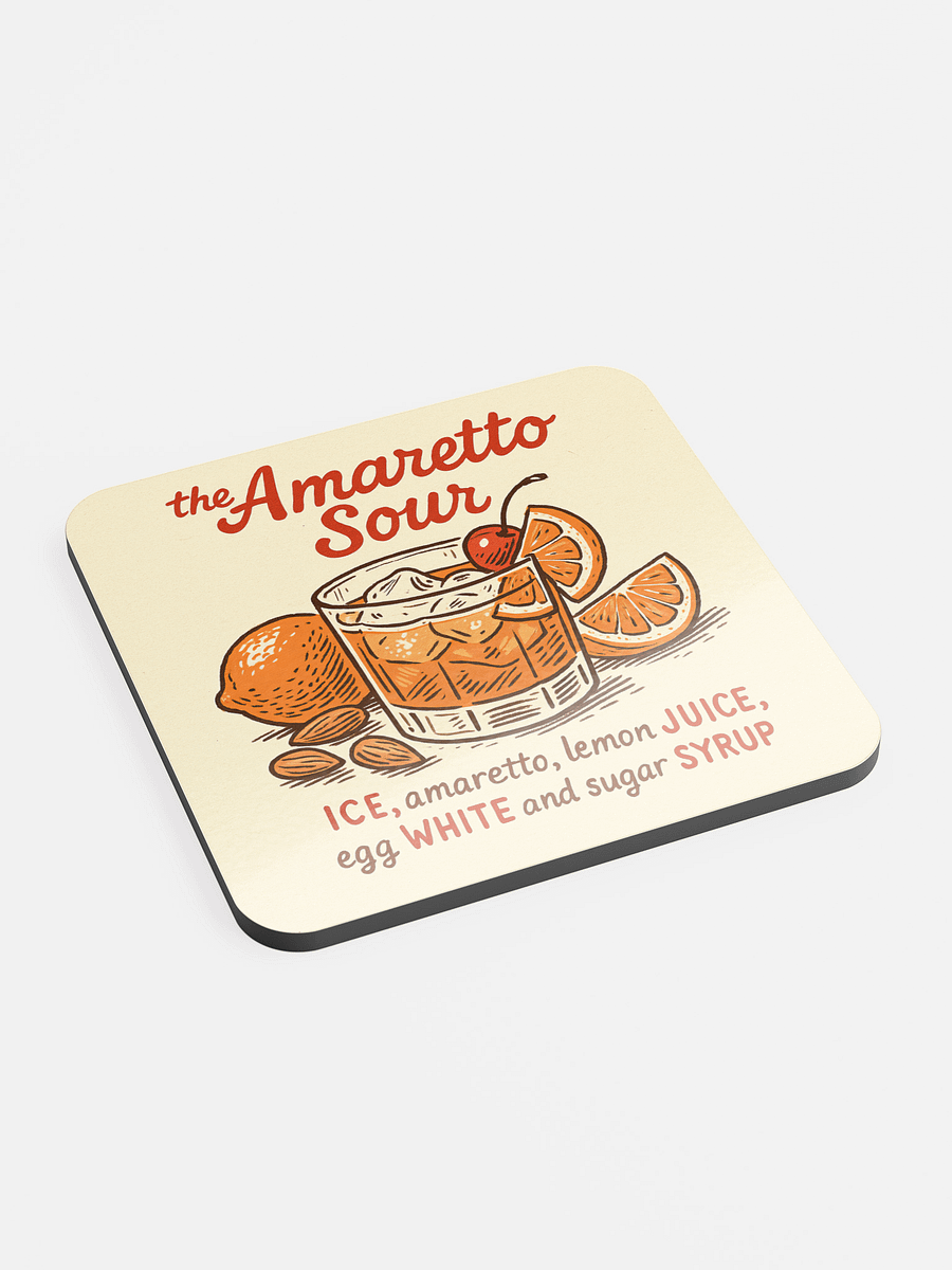 Amaretto Sour Cocktail Coaster – Vintage Mixology Style product image (1)