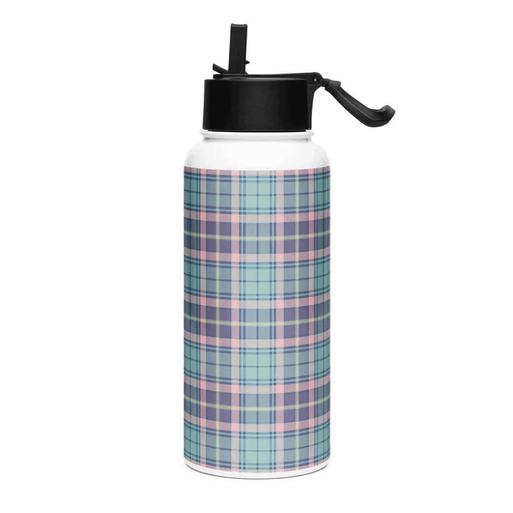 Light Green, Lavender, and Pink Plaid Water Bottle product image (2)
