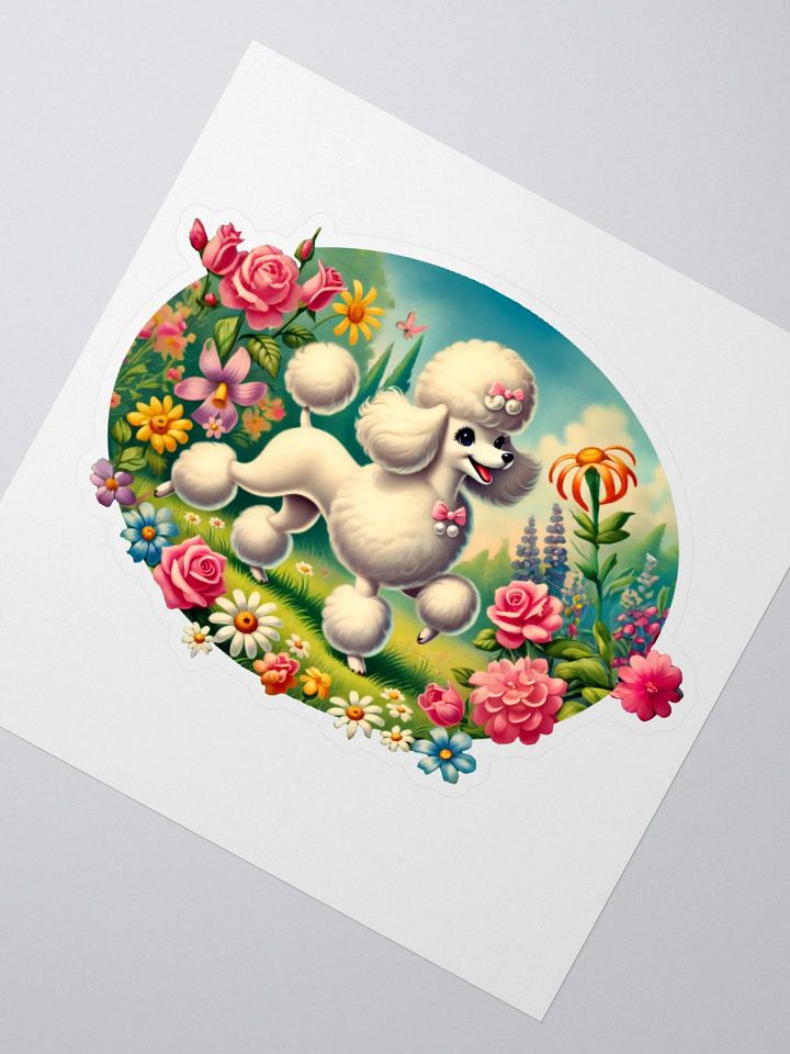 Whimsical Poodle in Flower Garden Stickers product image (4)