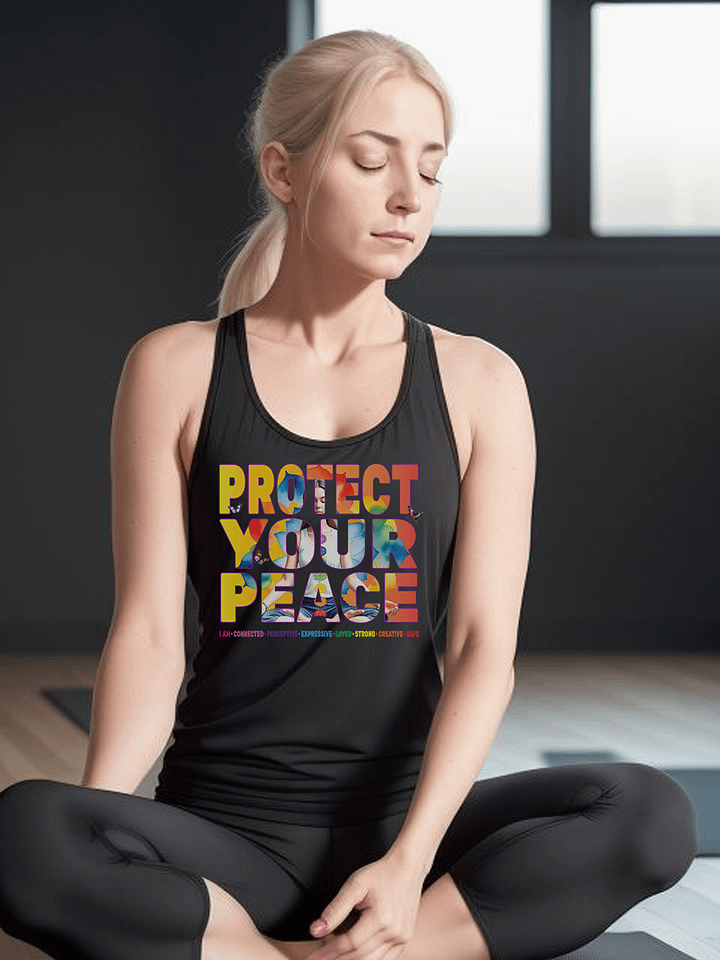 Protect Your Peace 7 Chakra Meditation Yoga Pose Spirituality Tank Top product image (2)
